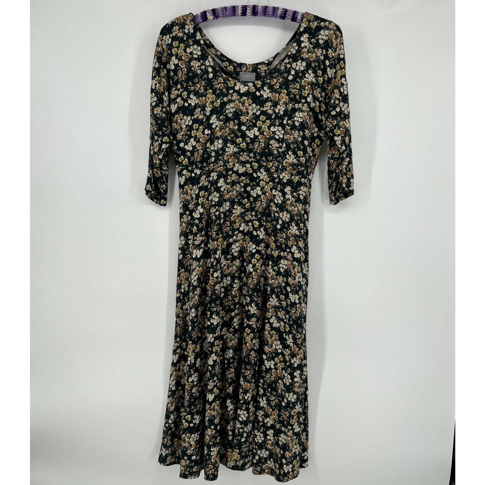 Vintage Rabbit Designs Dress Size 6 Green Forest Fairy Rayon Cottagecore 90s
